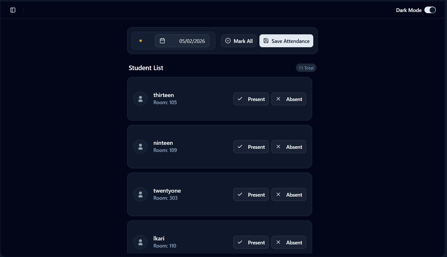 Admin Attendance Not Marked