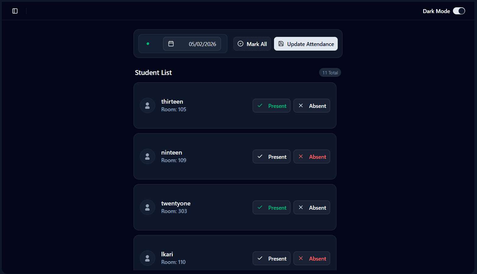 Admin Attendance Marked
