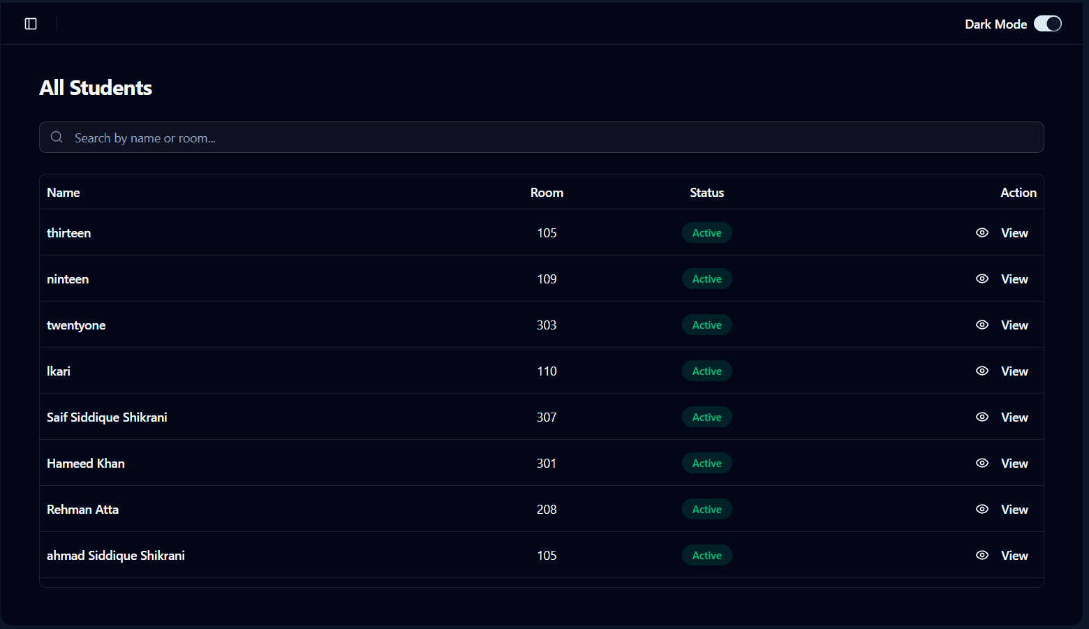 Admin Student Details