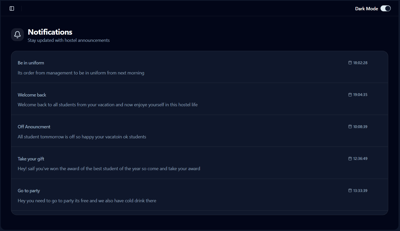 Student Notifications